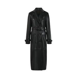 Gabrielle Belted Leather Trench Jacket