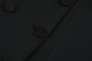 Bella Double-Breasted Black Dress Coat