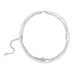 Angelique Pearl Triple Chain Necklace - LEDAIR