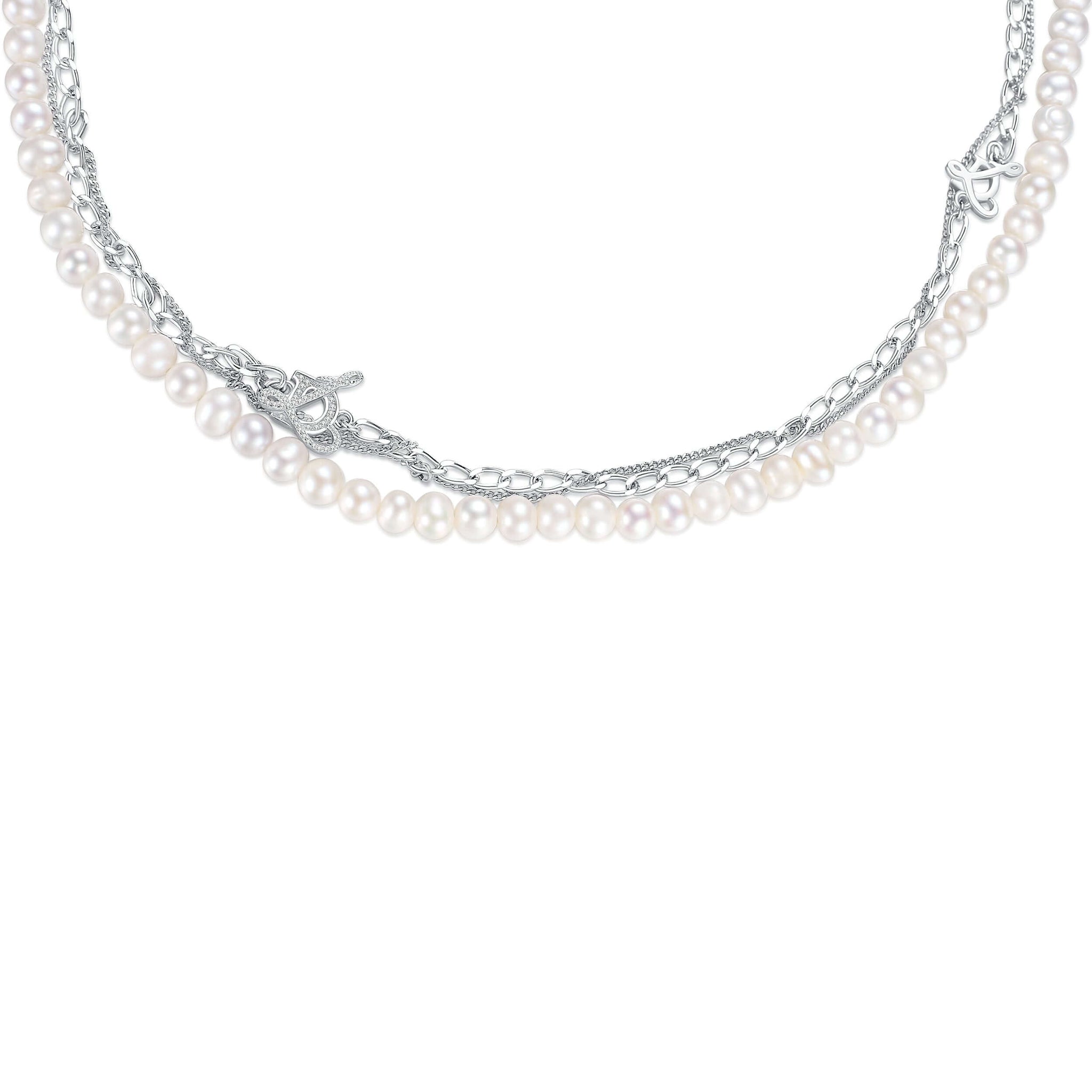 Angelique Pearl Triple Chain Necklace - LEDAIR