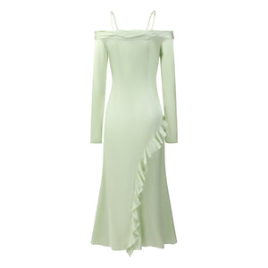 Blooming Romance Silk Ruffle Dress - LEDAIR
