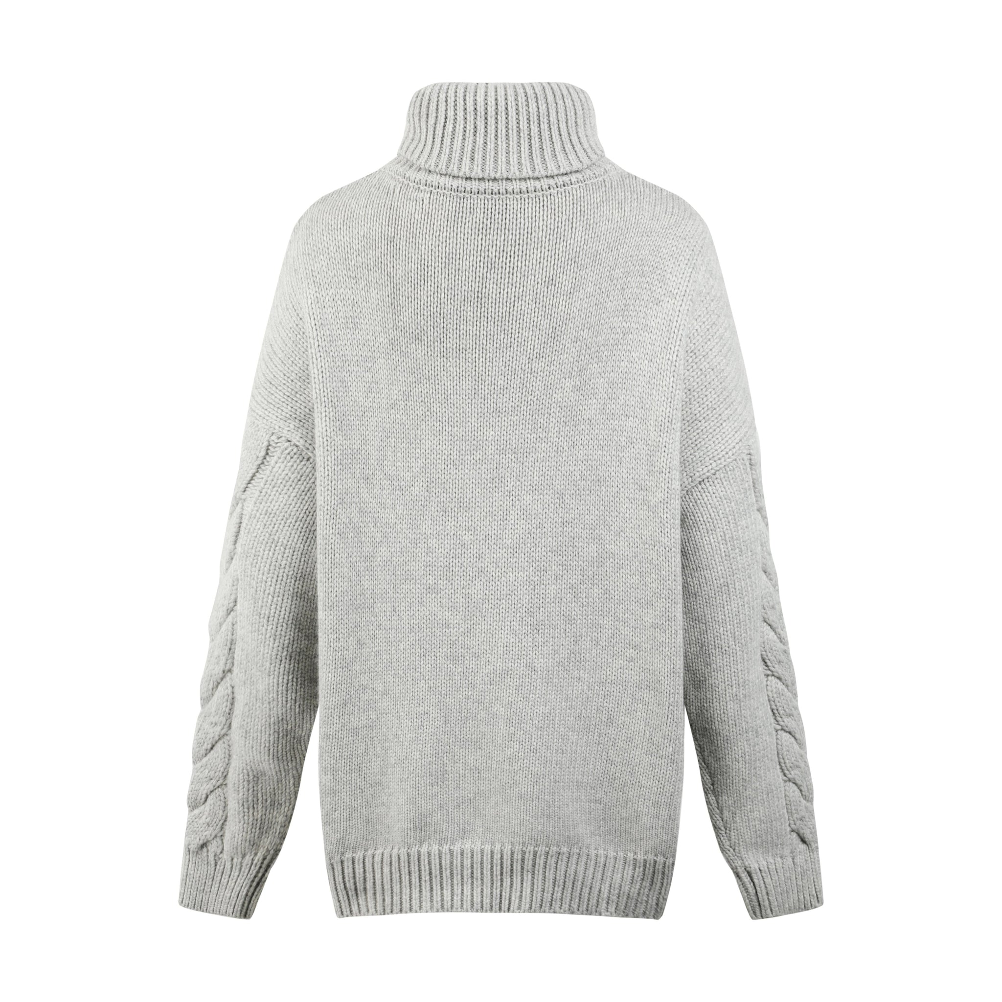 Cicilia Wool Blend Turtleneck Sweater in Grey - LEDAIR