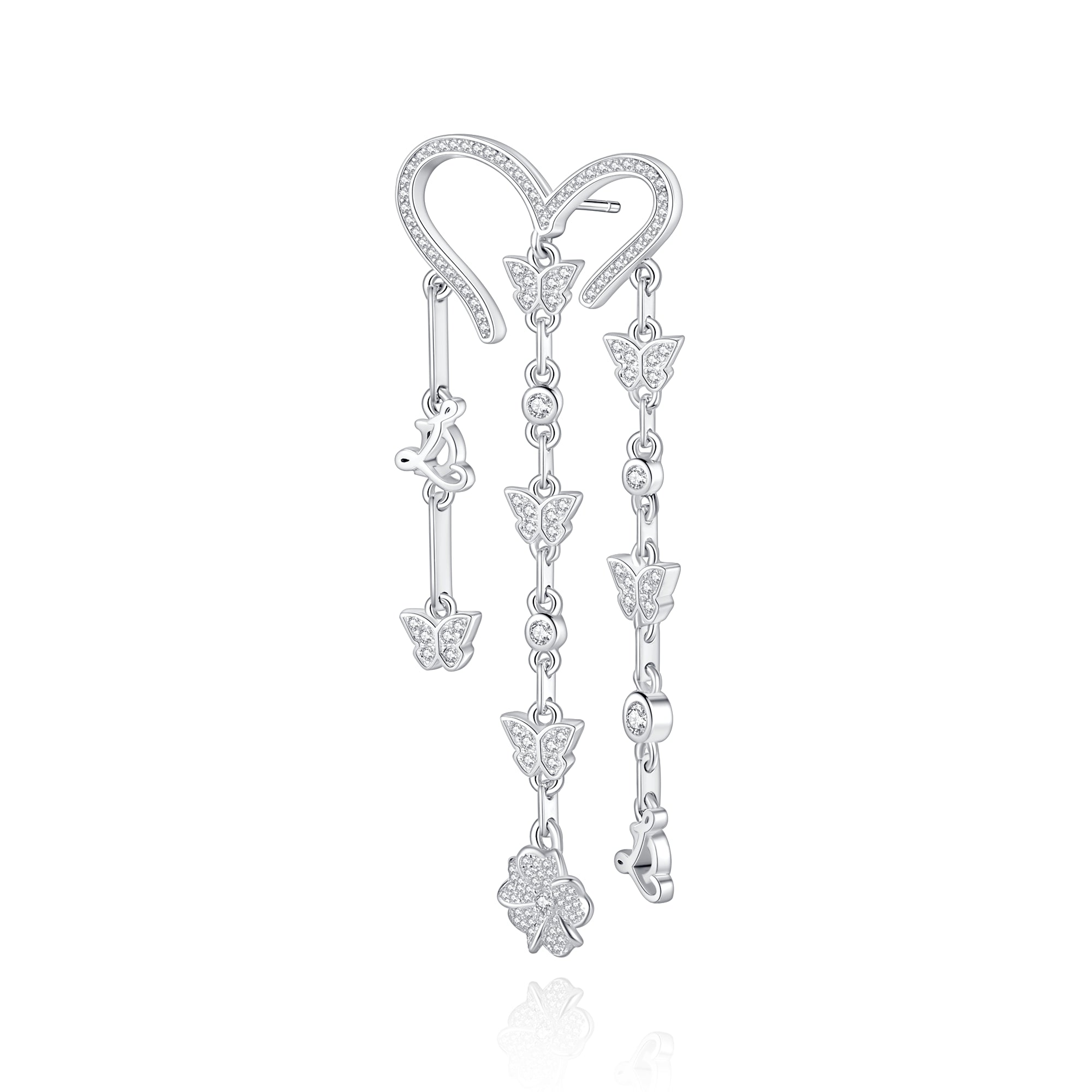 Crystal Heart Tassel Earrings - LEDAIR