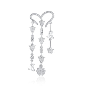 Crystal Heart Tassel Earrings - LEDAIR