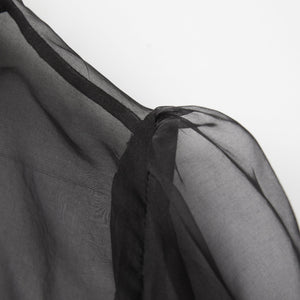 Frida Tie Neck Blouse in Black - LEDAIR