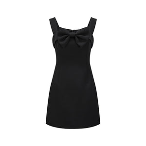 Isabella Bow-Embellished Black Dress - LEDAIR