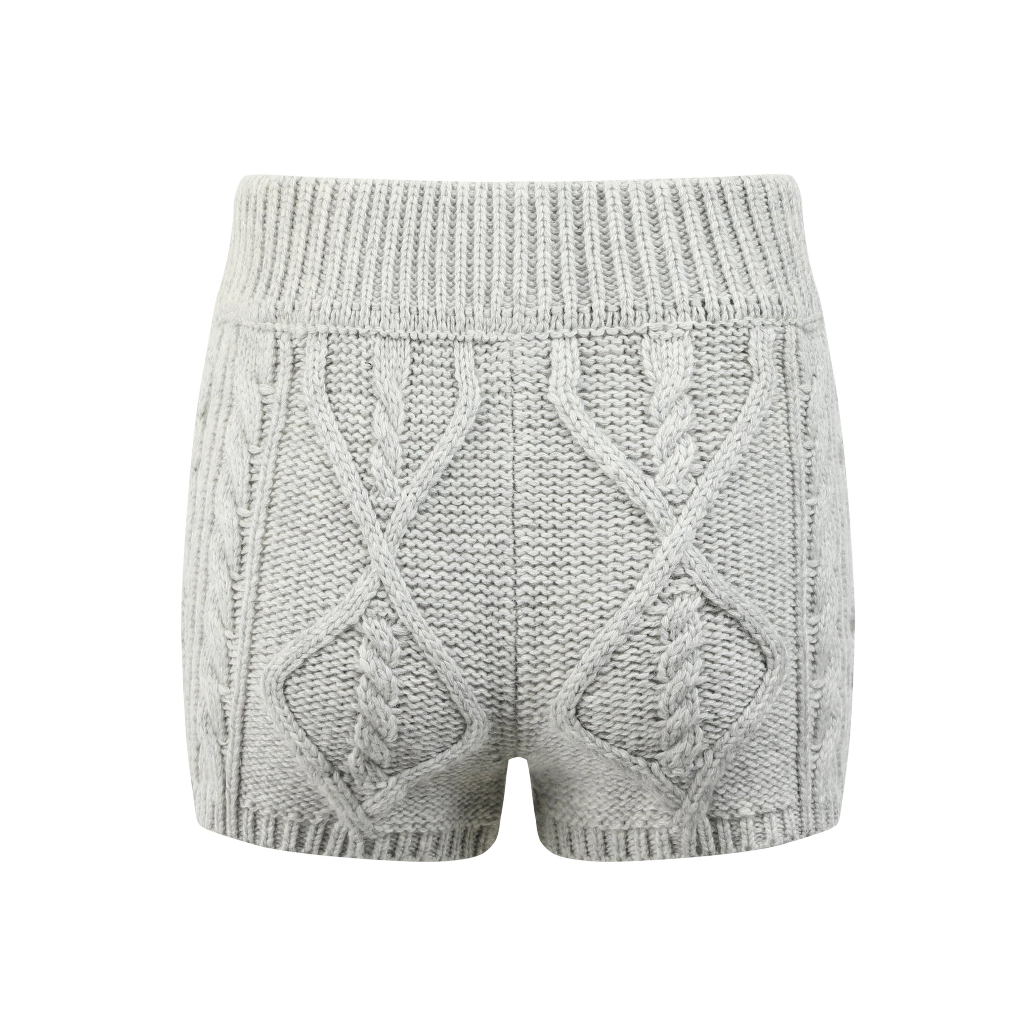 Isabella Cozy Knit Shorts in Grey - LEDAIR
