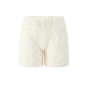 Isabella Cozy Knit Shorts in White - LEDAIR