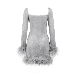 Isabella Feathers-Embellished Crystal Mini Dress - LEDAIR
