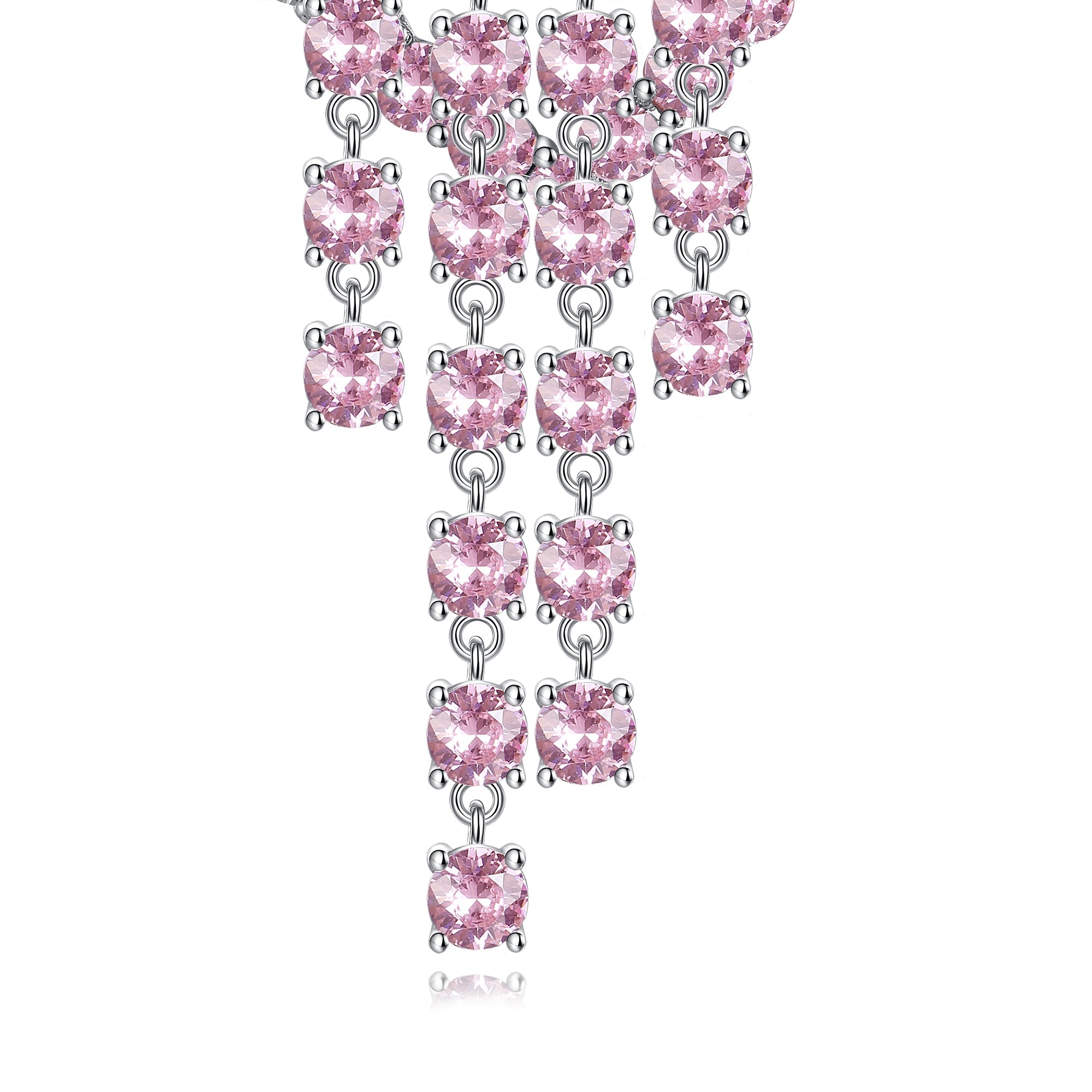 Pink Crystal Heart Drop Earrings - LEDAIR