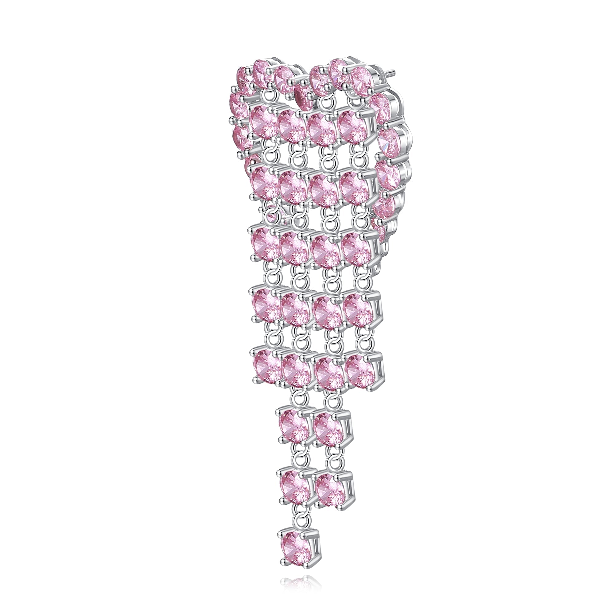 Pink Crystal Heart Drop Earrings - LEDAIR