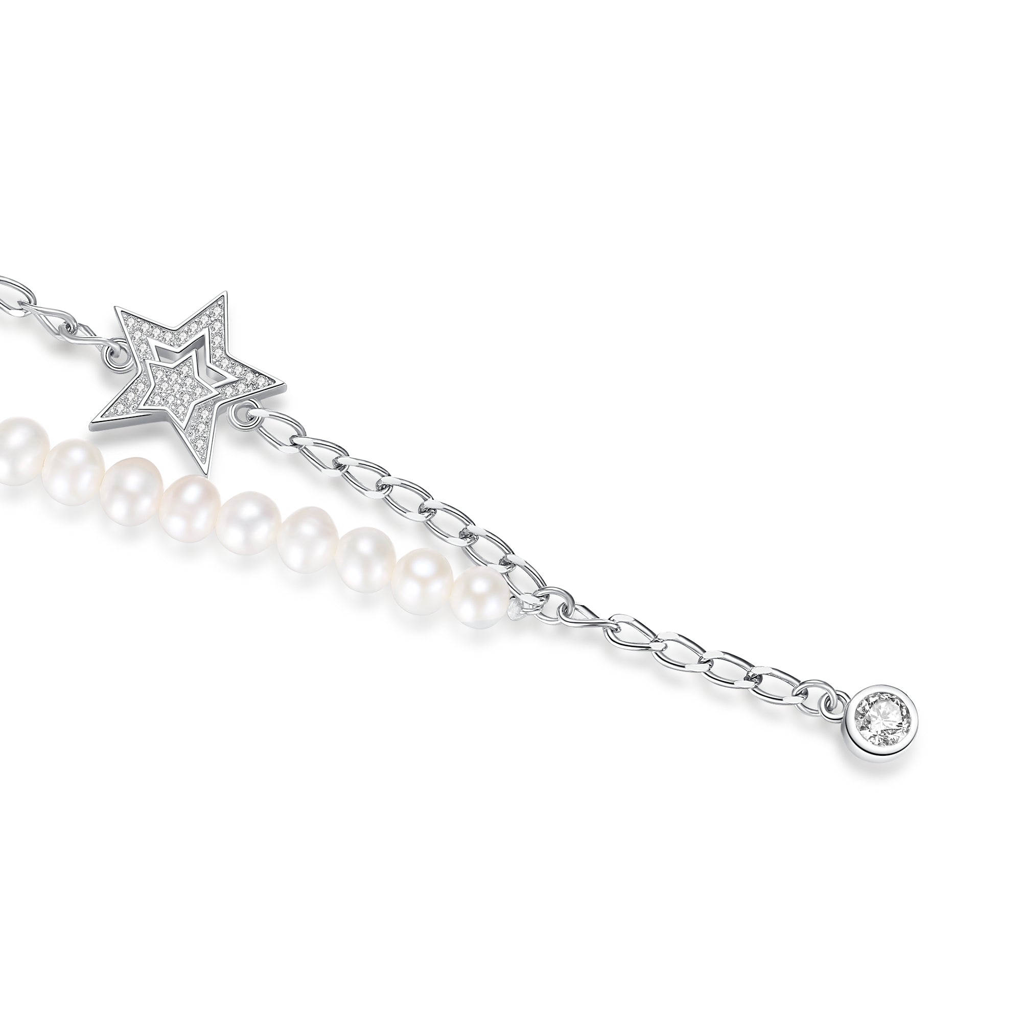 Starry Night Crystal and Pearl Double Chain Bracelet - LEDAIR