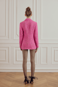 Tweed Pink Mini Blazer Dress - LEDAIR