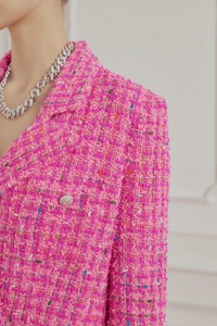Tweed Pink Mini Blazer Dress - LEDAIR