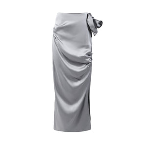 Viola Ruched Silk Midi Skirt - LEDAIR