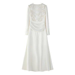 Whispering Lace Silk Midi Dress - LEDAIR
