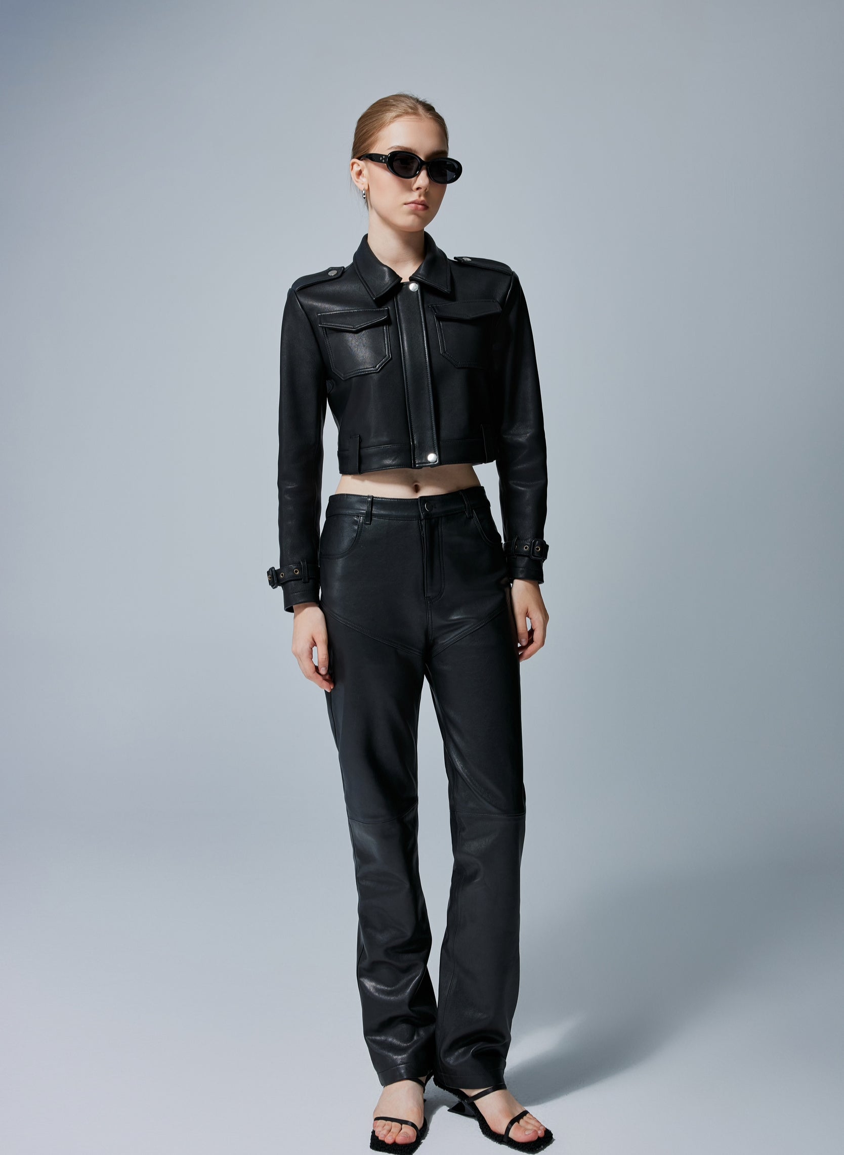 Genevieve High-Waist Leather Pants