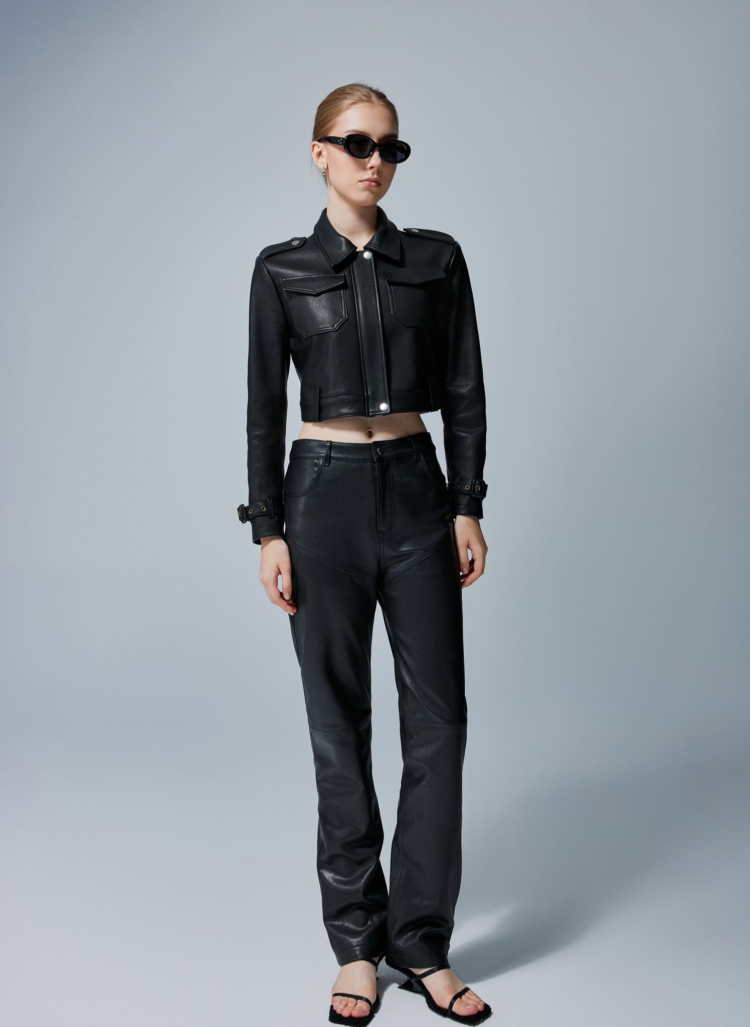 Genevieve High-Waist Leather Pants