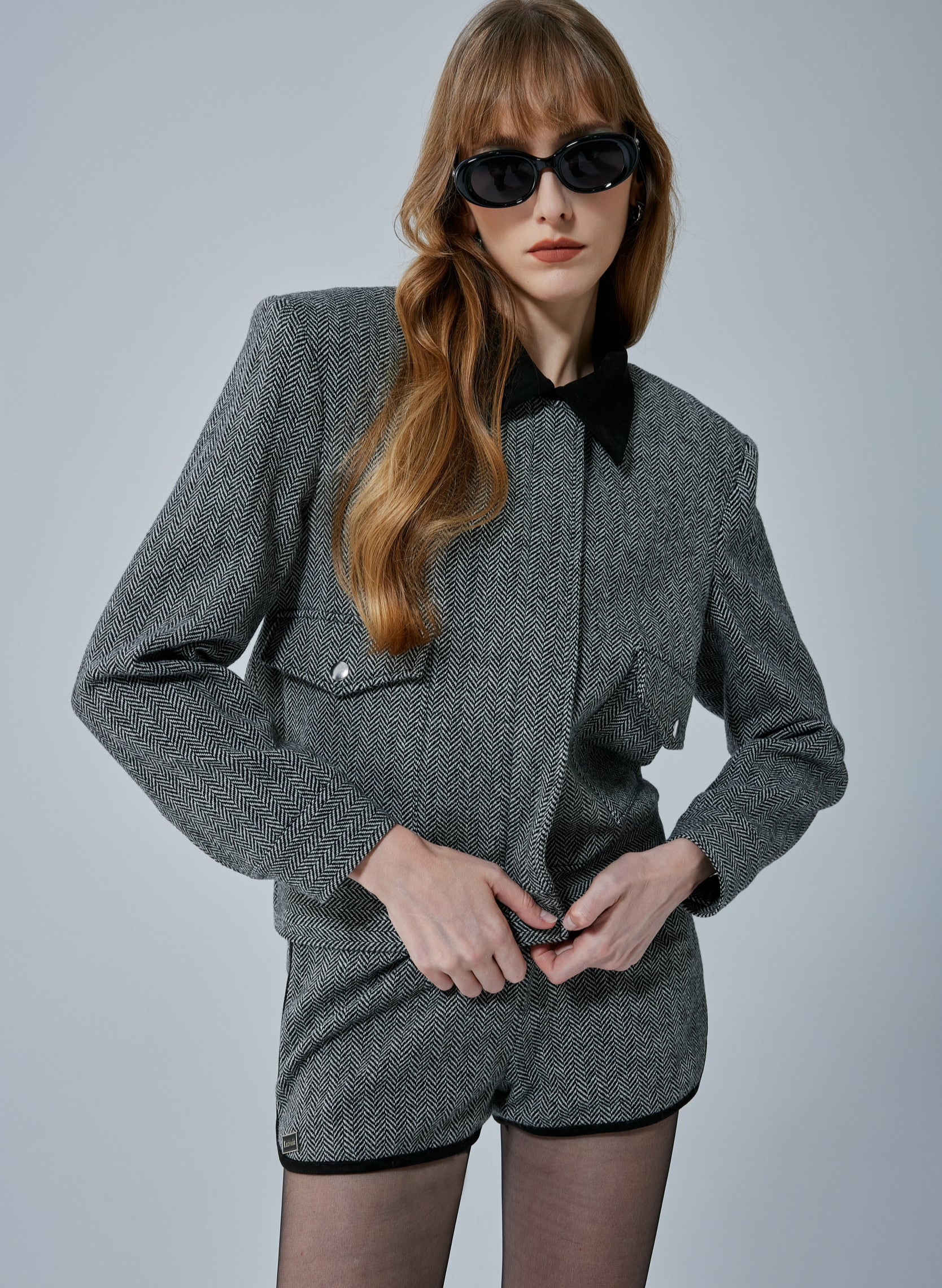 Victoria Herringbone Blazer Set