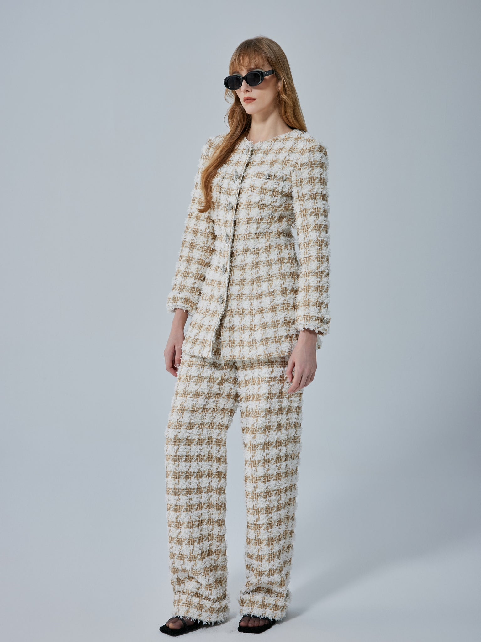Alaia Wide Leg Bouclé Pants