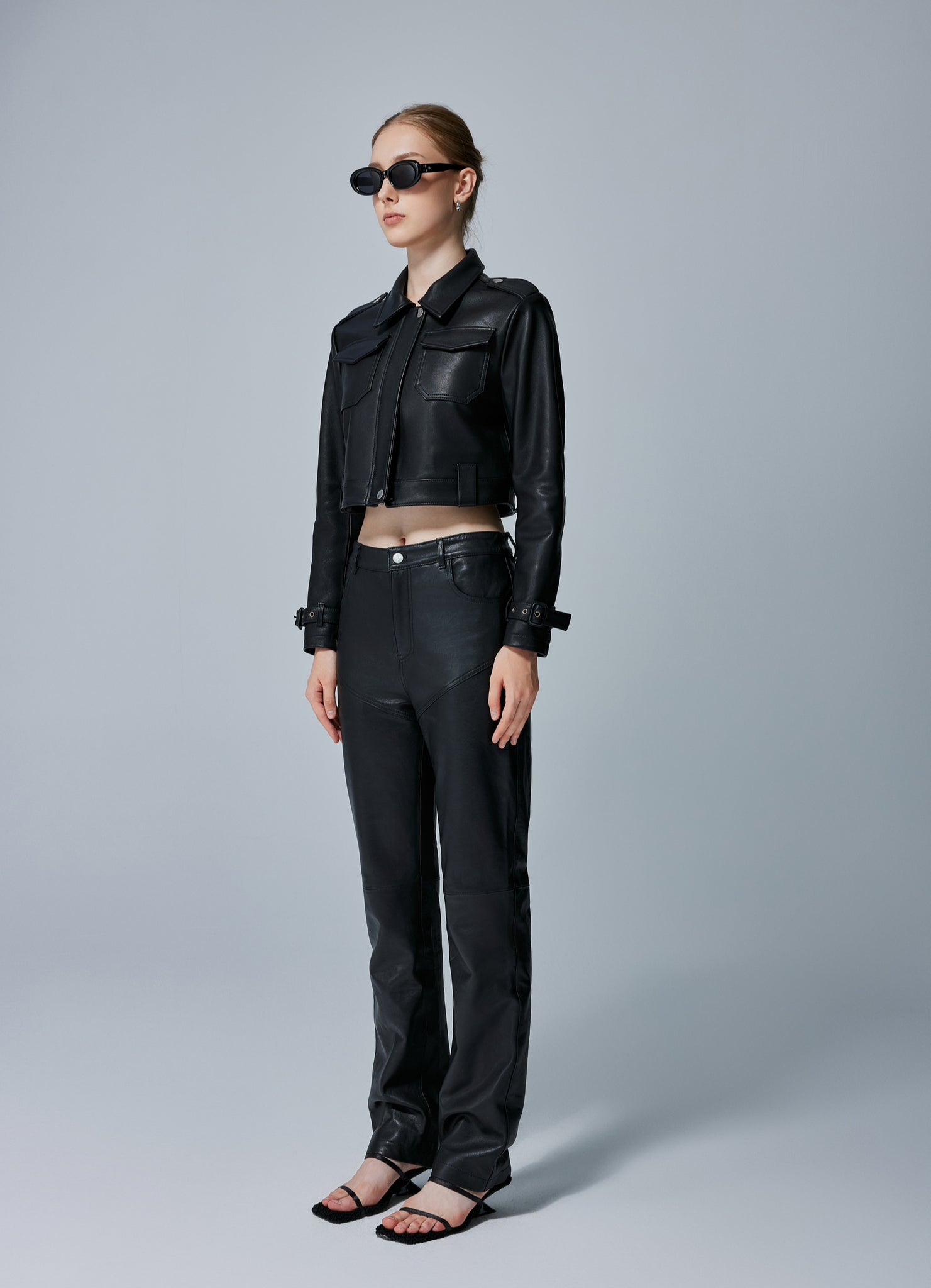 Genevieve High-Waist Leather Pants