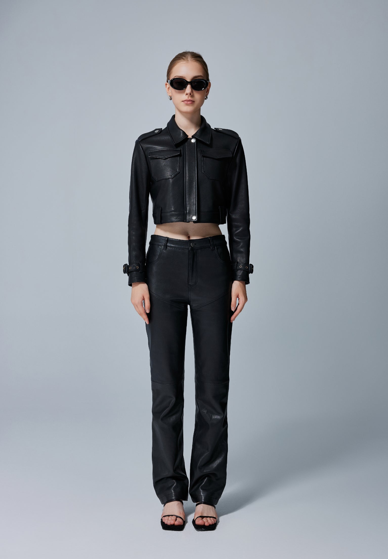 Genevieve High-Waist Leather Pants