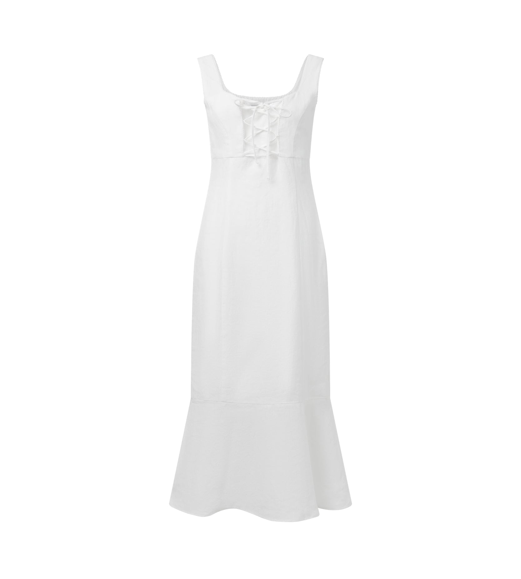 Isabella Lace-Up  Linen Midi Dress