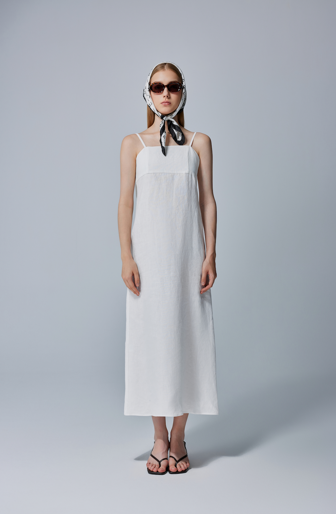 Victoria Breezy Tie-Strap Linen Midi Dress
