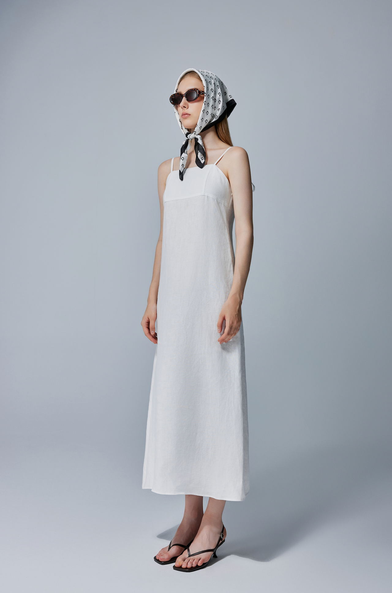 Victoria Breezy Tie-Strap Linen Midi Dress
