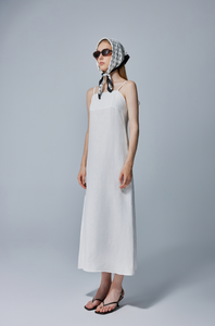 Victoria Breezy Tie-Strap Linen Midi Dress