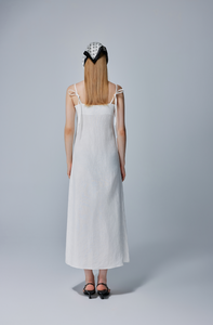 Victoria Breezy Tie-Strap Linen Midi Dress