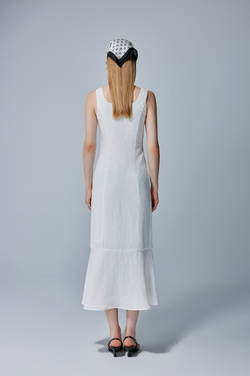 Isabella Lace-Up  Linen Midi Dress