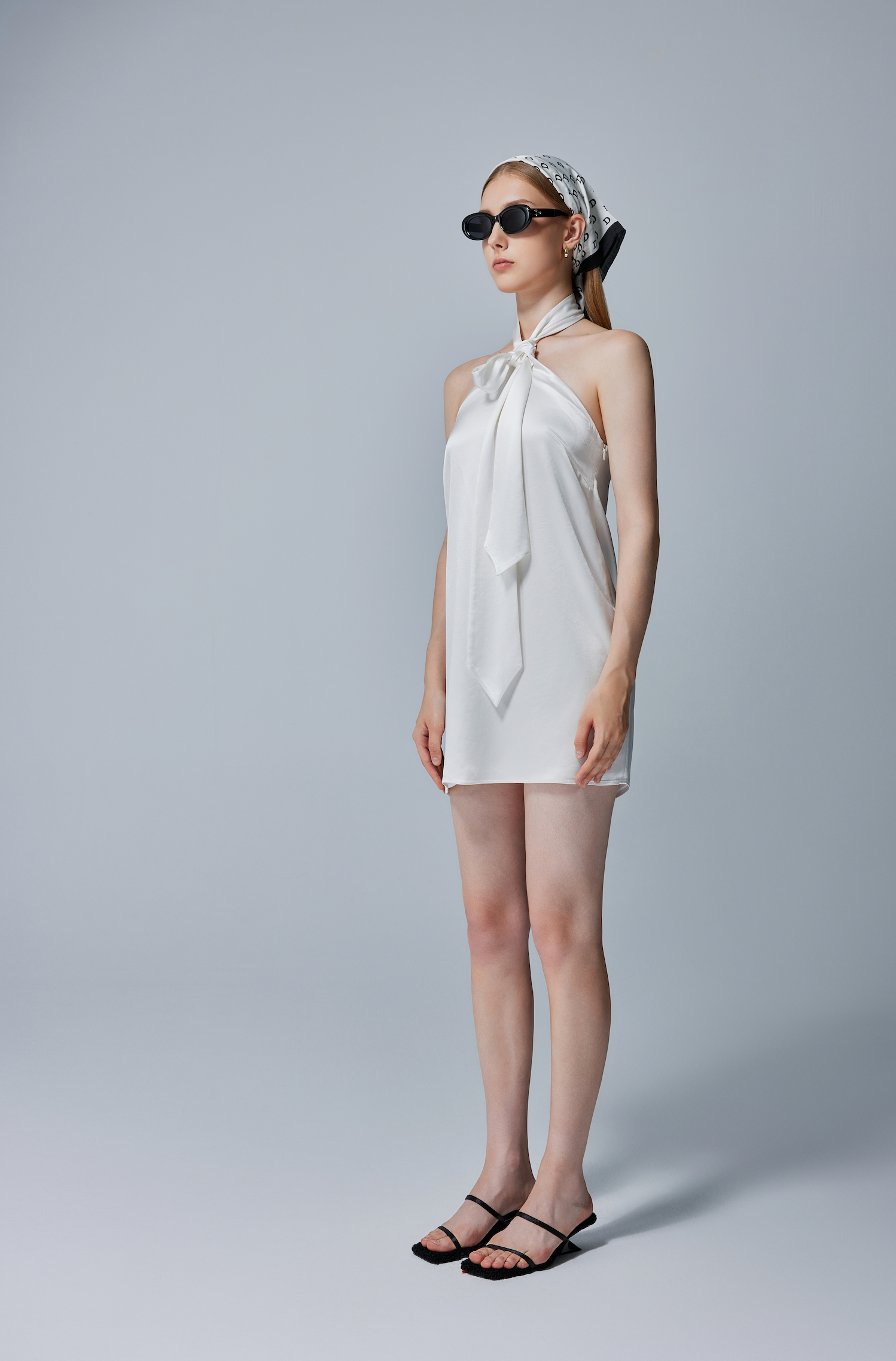 Seraphina Halter Tie Satin Dress