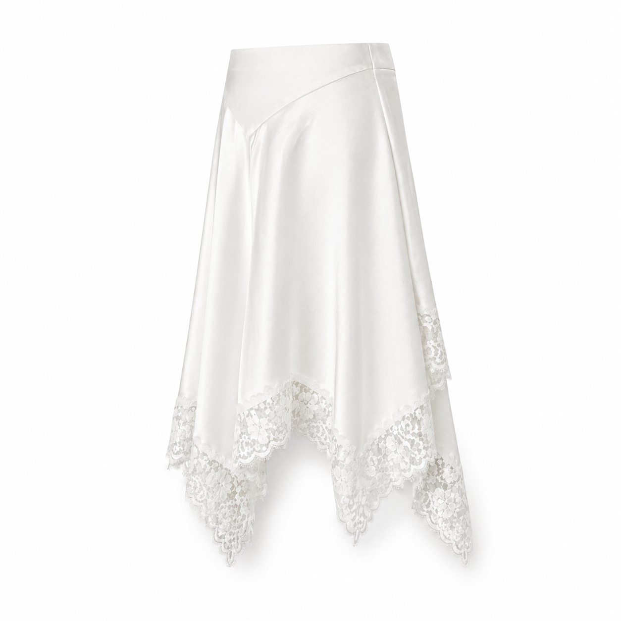 Anja Lace-Trim Silk Skirt - White – LEDAIR