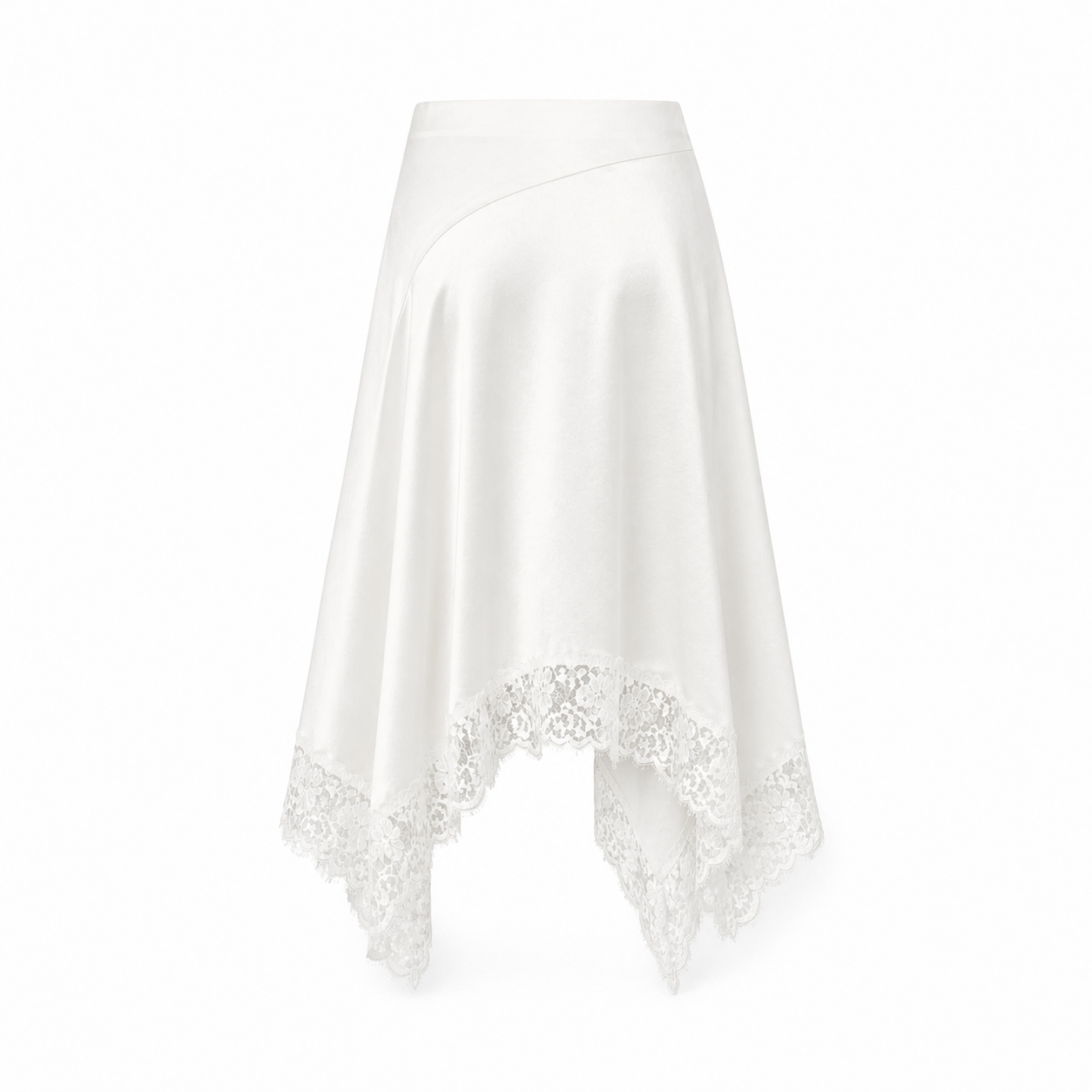Anja Lace-Trim Silk Skirt - White – LEDAIR