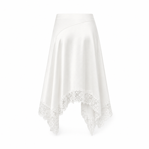 Anja Lace-Trim Silk Skirt - White – LEDAIR