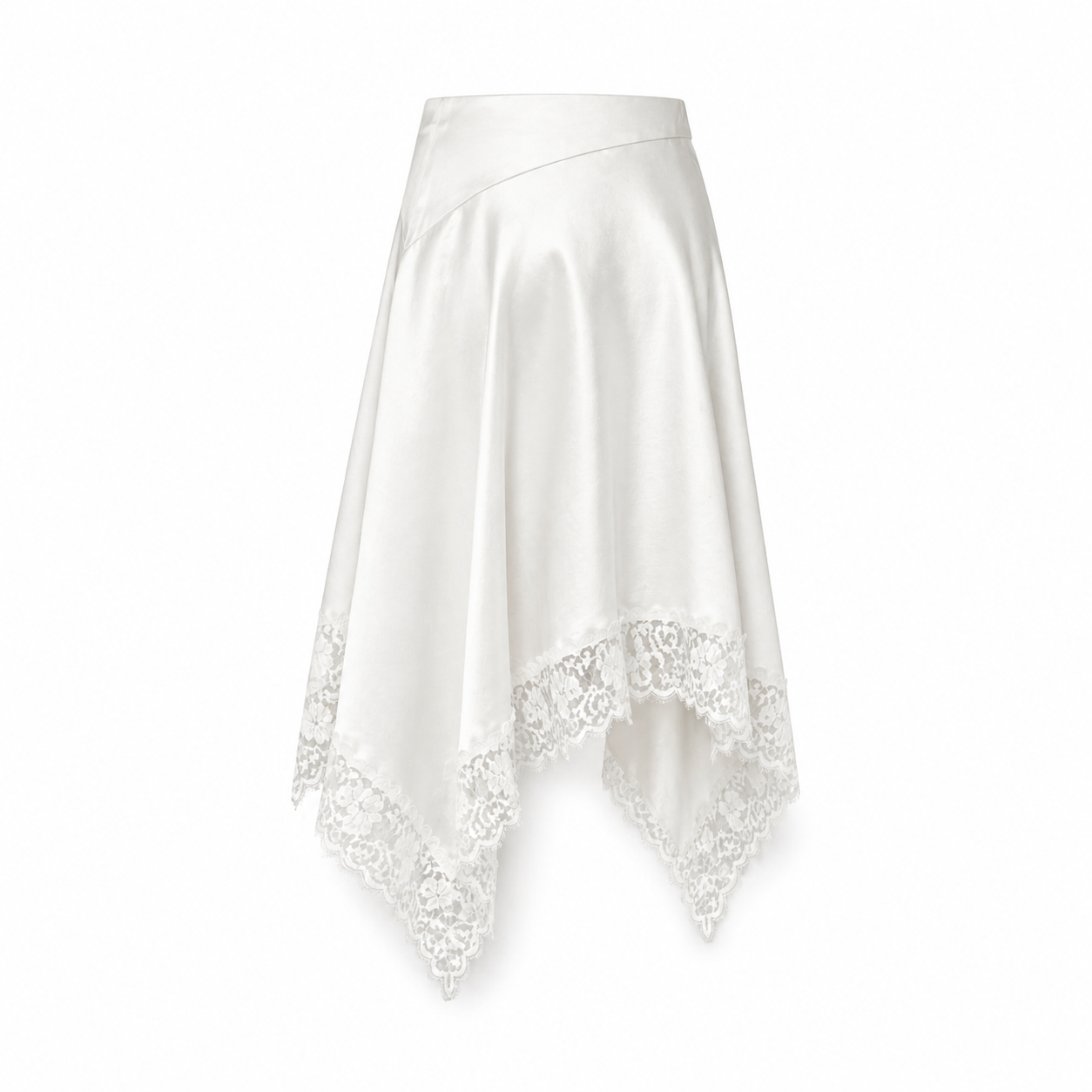 Anja Lace-Trim Silk Skirt - White – LEDAIR