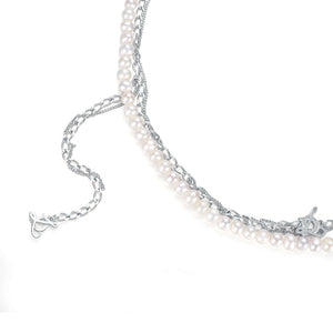 Angelique Pearl Triple Chain Necklace - LEDAIR