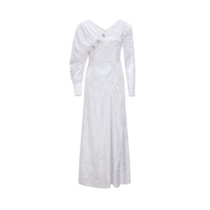 white velvet wedding dress Chic Long Sleeve Two-piece while the regal regency style adds a touch of timeless sophistication. Rare 1930's Ivory Burnout Velvet