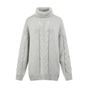 Cicilia Wool Blend Turtleneck Sweater in Grey - LEDAIR