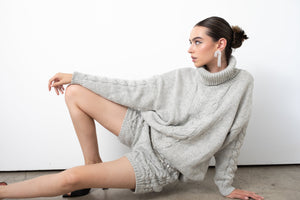 Cicilia Wool Blend Turtleneck Sweater in Grey - LEDAIR