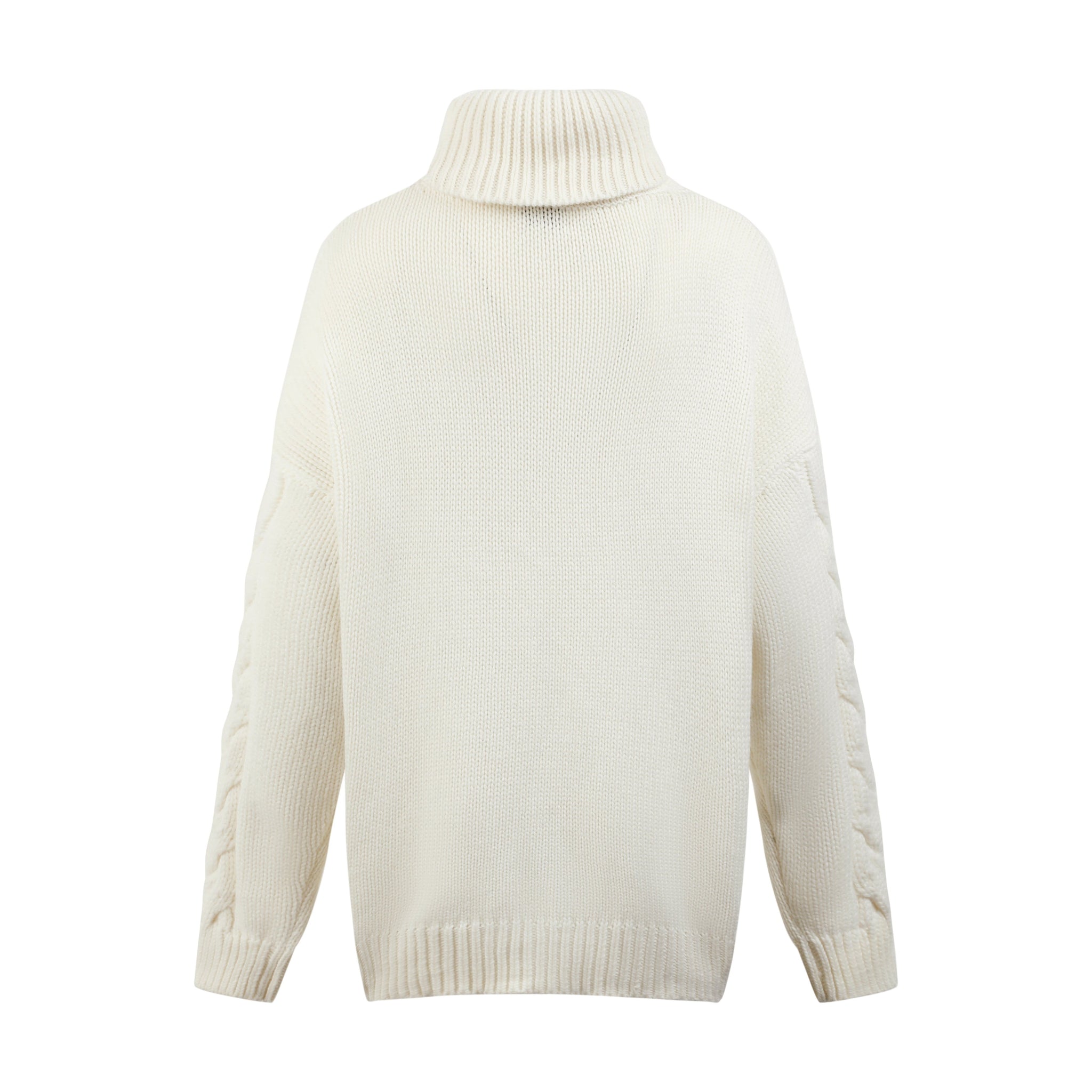 Cicilia Wool Blend Turtleneck Sweater in White - LEDAIR