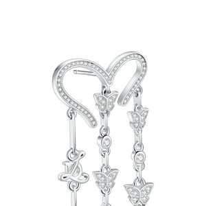 Crystal Heart Tassel Earrings - LEDAIR