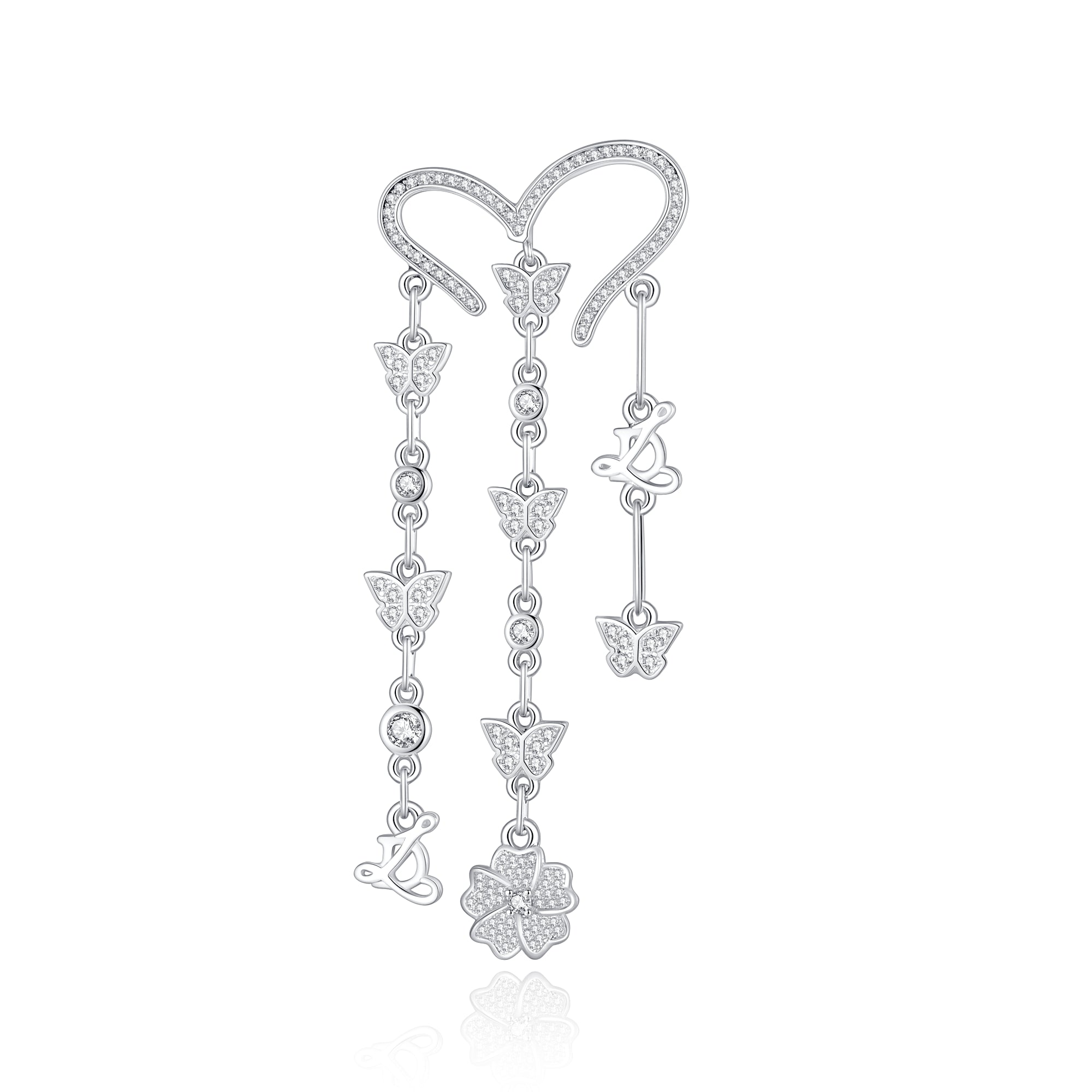 Crystal Heart Tassel Earrings - LEDAIR