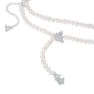 d'Amour Bow Pearl Necklace - LEDAIR