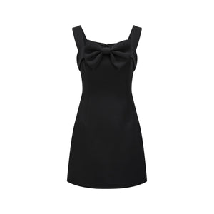 Isabella Bow-Embellished Black Dress - LEDAIR