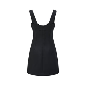 Isabella Bow-Embellished Black Dress - LEDAIR