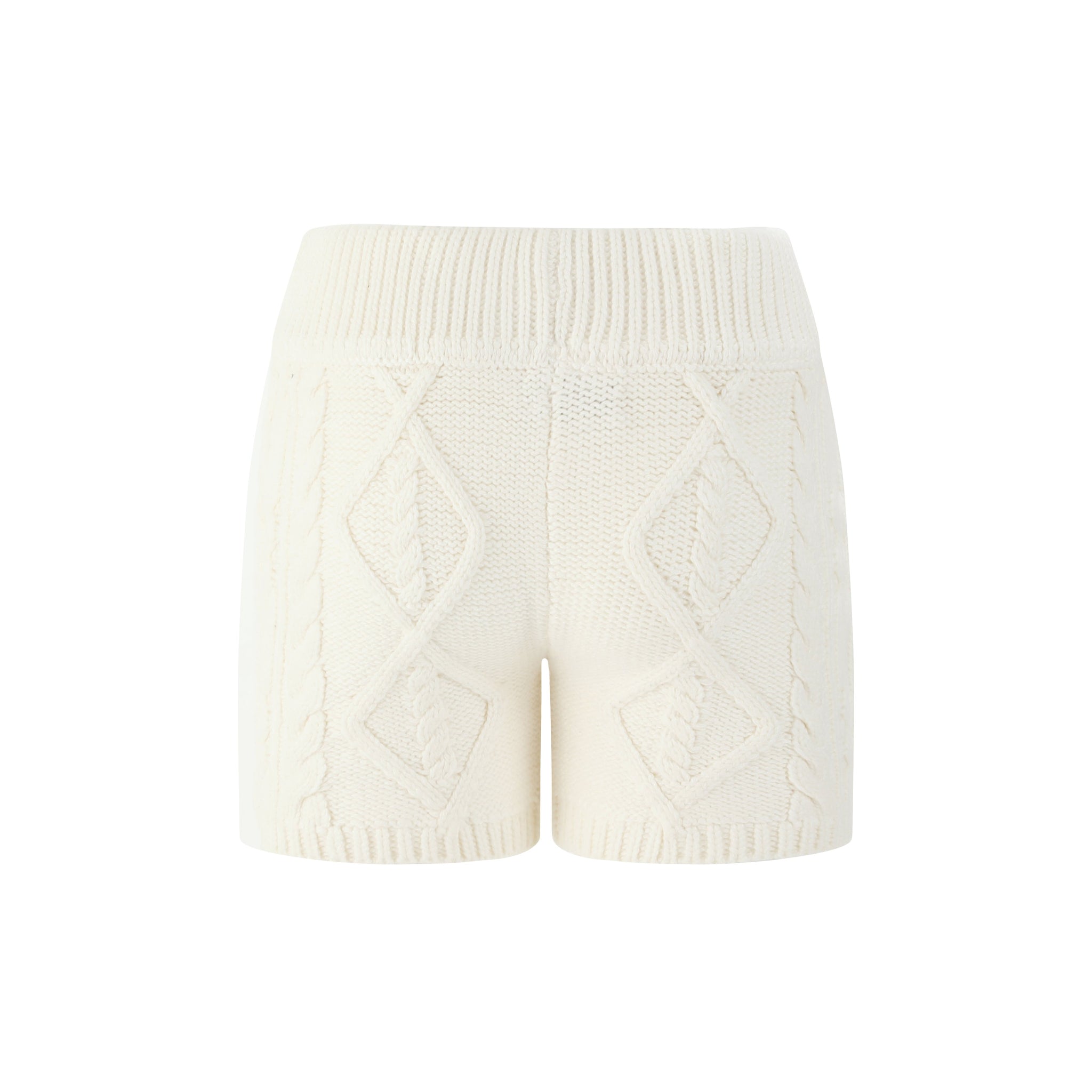 Isabella Cozy Knit Shorts in White - LEDAIR