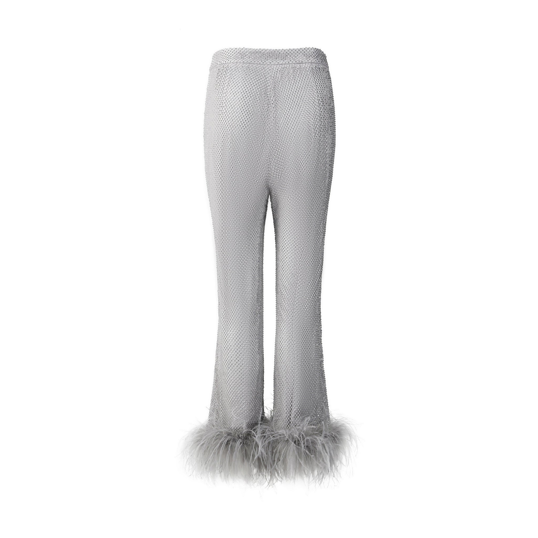 Isabella Feathers Rhinestone-Embellished Pants - LEDAIR