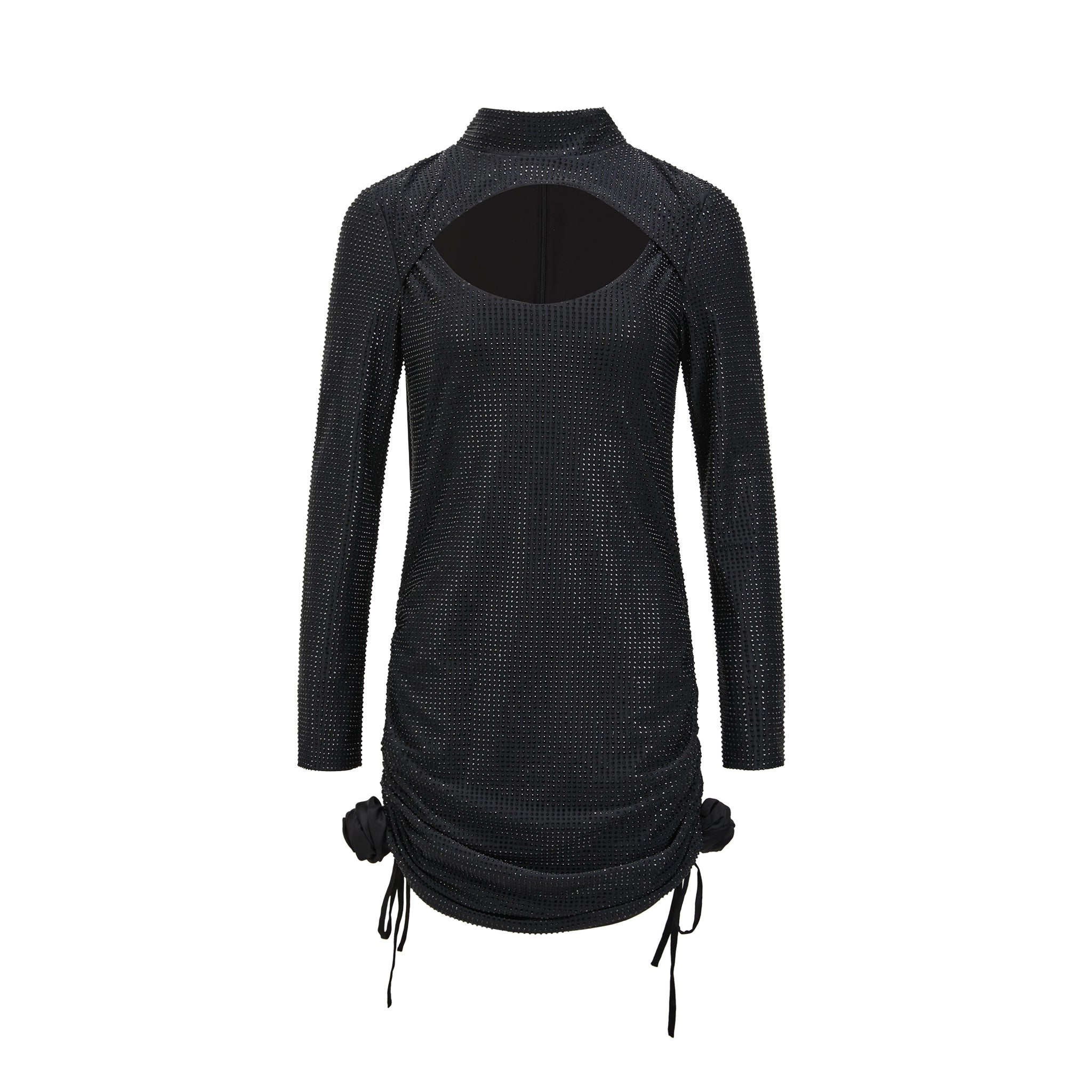 Starry Night Black Crystal Cutout Mini Dress - LEDAIR